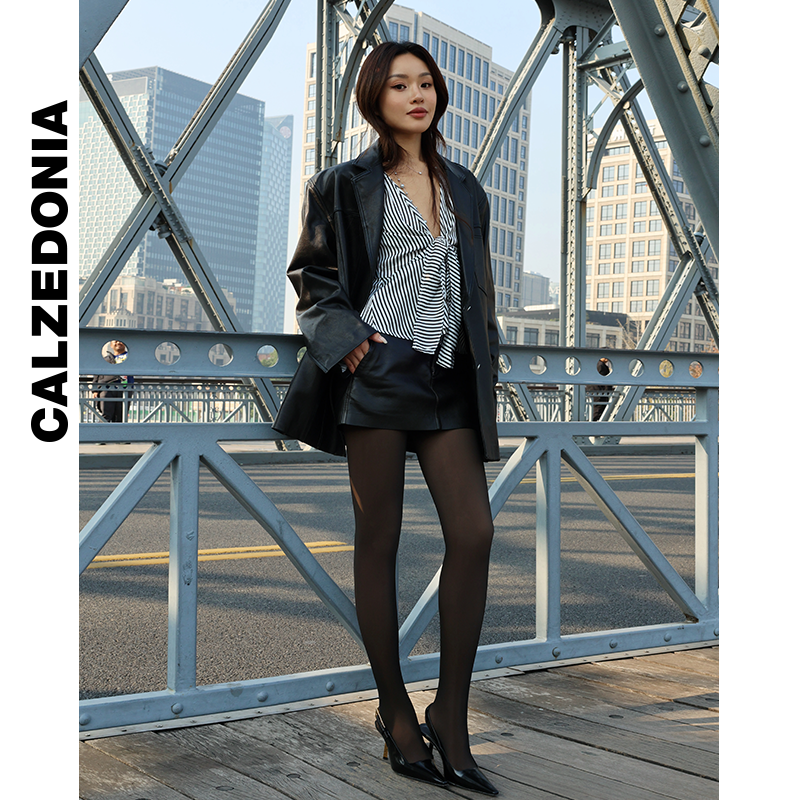 CALZEDONIA осень и зима артефакт мода твердый шелковистый черные чулки MODC2025