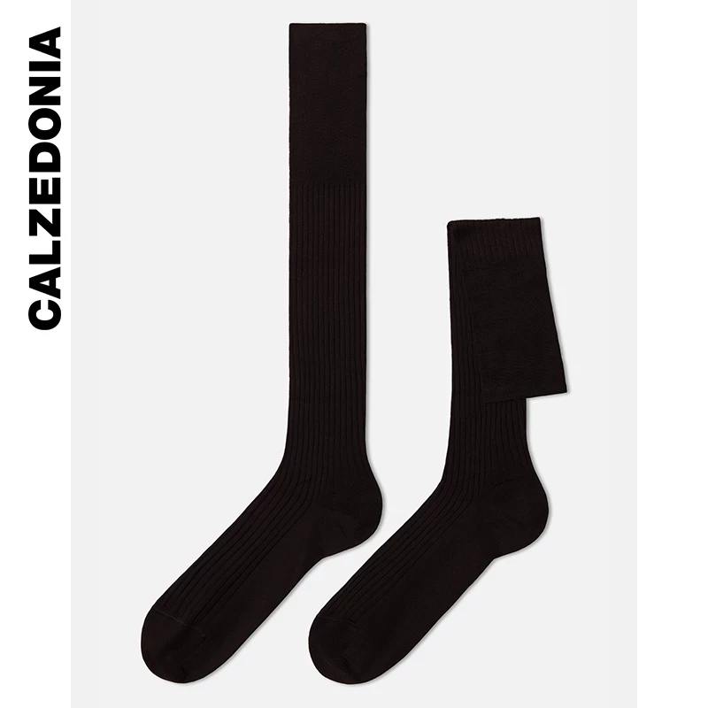 Черные полосатые длинные хлопковые носки с простым дизайном CALZEDONIA мужские UL0080