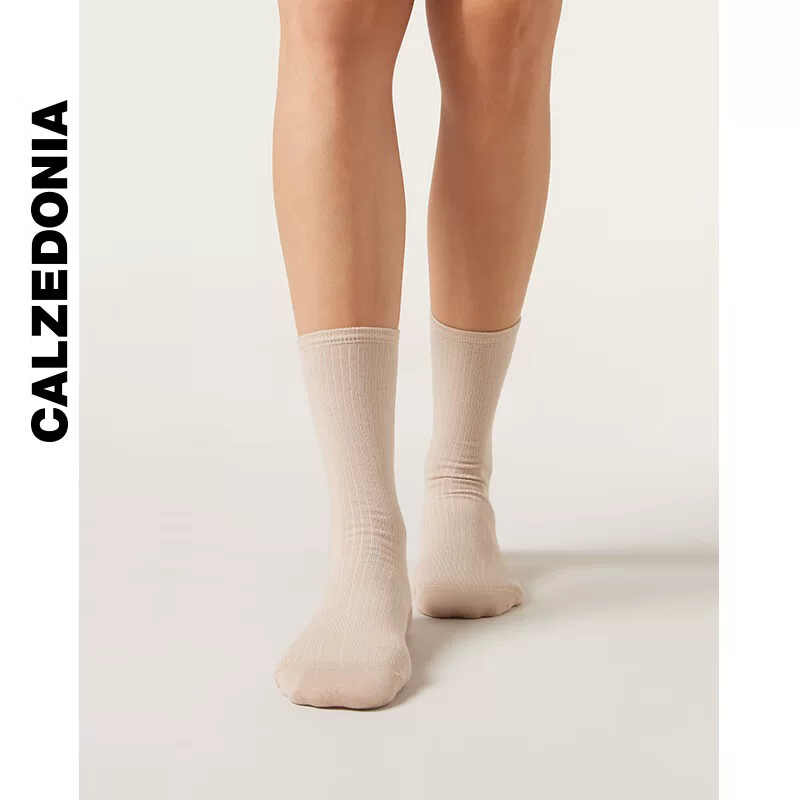 [CALZEDONIA卡泽意袜春夏女士时尚休闲基础竖纹百搭薄款短袜DC0455]