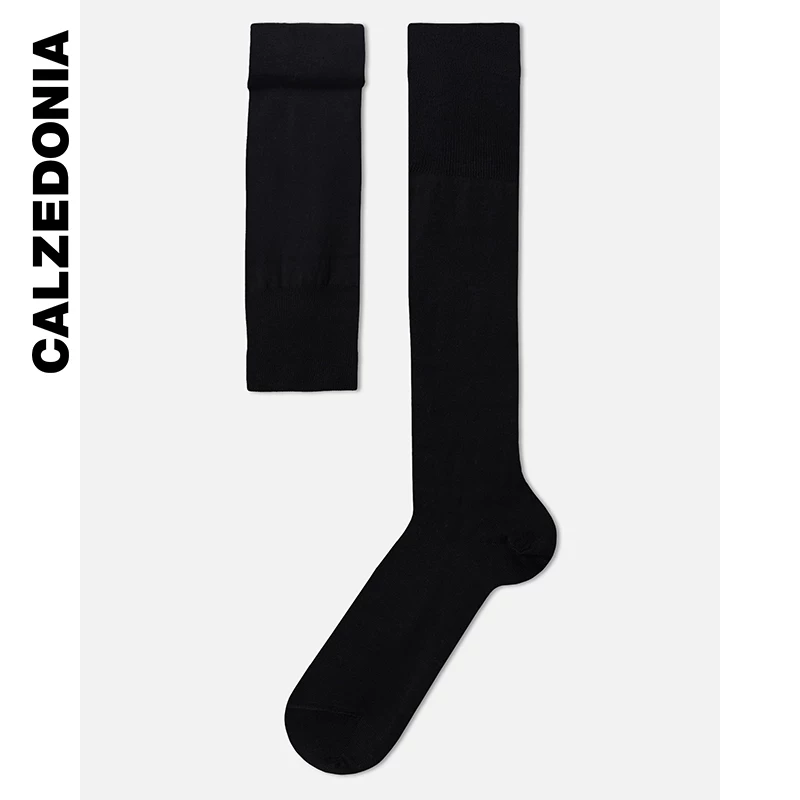 CALZEDONIA носки для мужчин и женщин, однотонные, комфортные и повседневные, хлопковые длинные носки Lyell UL0050