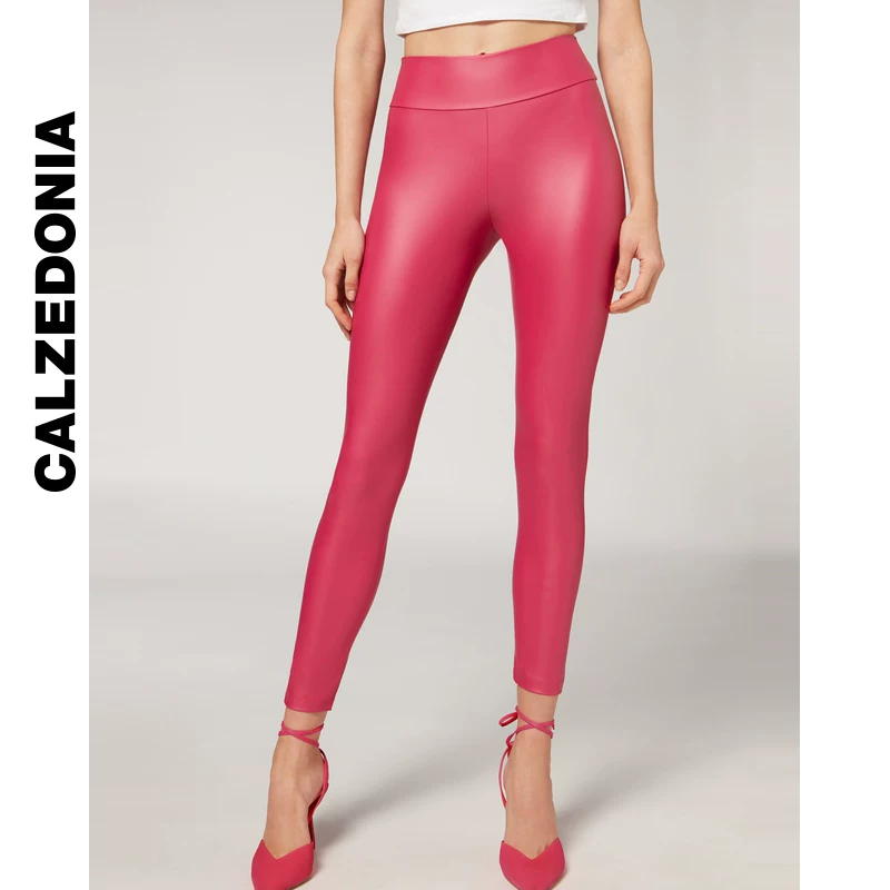 【Скидочная зона】CALZEDONIA Казино носки женские многоцветные кожаный эффект облегающие плоские брюки лосины