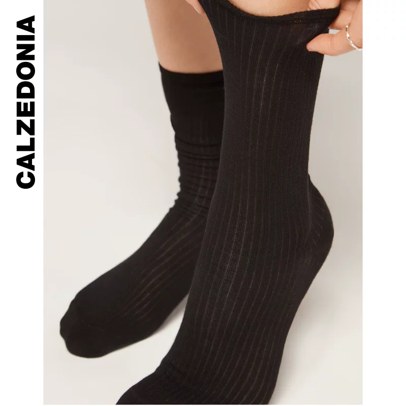 [CALZEDONIA卡泽意袜春夏女士时尚休闲基础竖纹百搭薄款短袜DC0455]