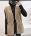 Thu đông 2018 Thời trang Hàn Quốc khí chất mẫu hoang dã eo dây rút nước áo cashmere không tay áo vest vest nữ áo phao nữ dáng dài Áo vest