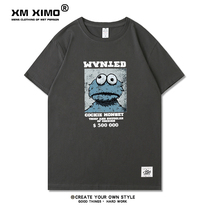 Short-sleeved T-shirt mens Sesame Street Tide brand trend half-sleeve cotton loose couple Wild couple summer cec Net red clothes