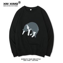 Fallen Cat Cotton Collar Plus Velvet Sweater Mens Autumn and Winter Sleeved Couple Loose Top Trend base shirt