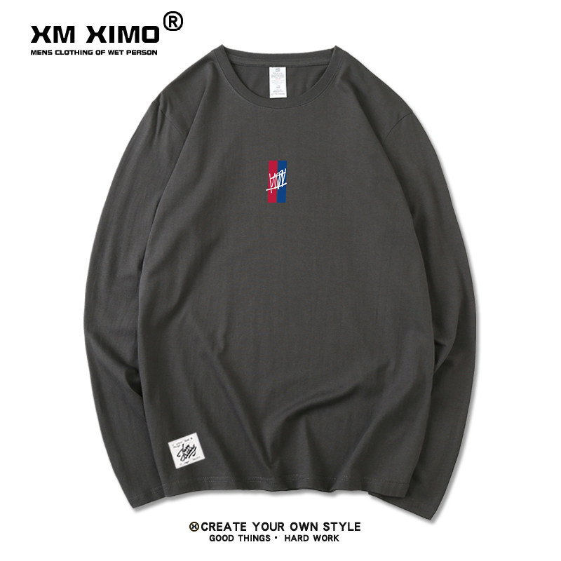 Gangfeng Street Creative trend ins English sleeve long sleeve T-shirt men's Tide brand cotton casual couple round neck shirt