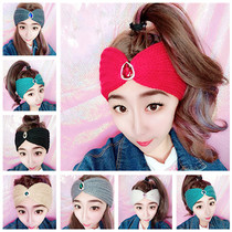 New retro baroque all-match gem striped wide-brimmed wool knitted headband f head cover hair set hair accessories headdress