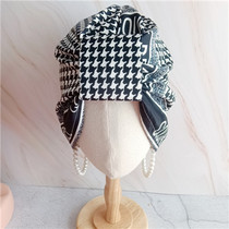 Party style Mori girl retro chick trendy hat Baotou cap VINTAGE womens hat houndstooth Hepburn style