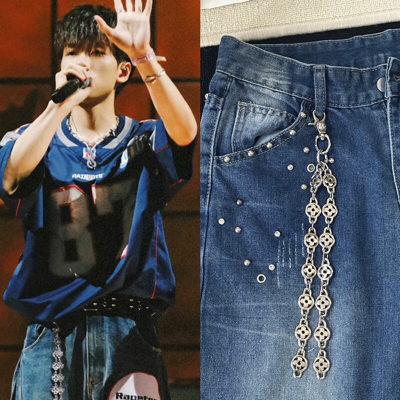 Kgsc Original Design Heavy Metal Four-Leaf Clover Patchwork Pants Chain Cleanfit Niche Design Pendant Accessory