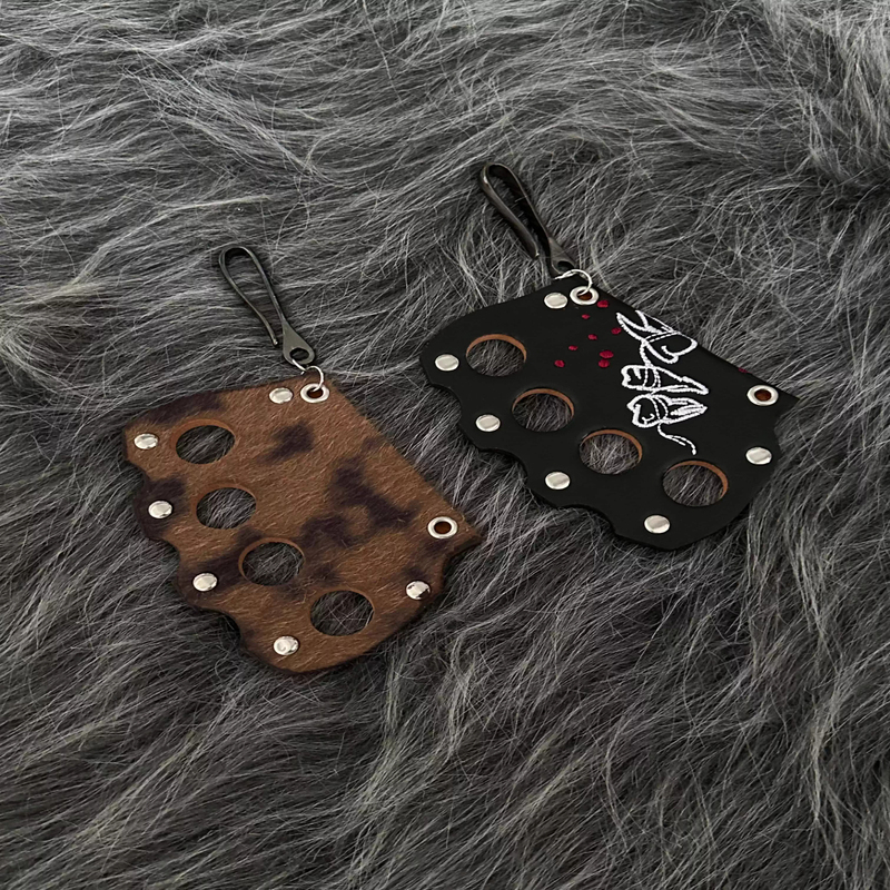 Kgsc Gum Bleeding Hand-Embroidered Leather Keychain Horsehair Finger Ring Waist Accessory Fashion Item