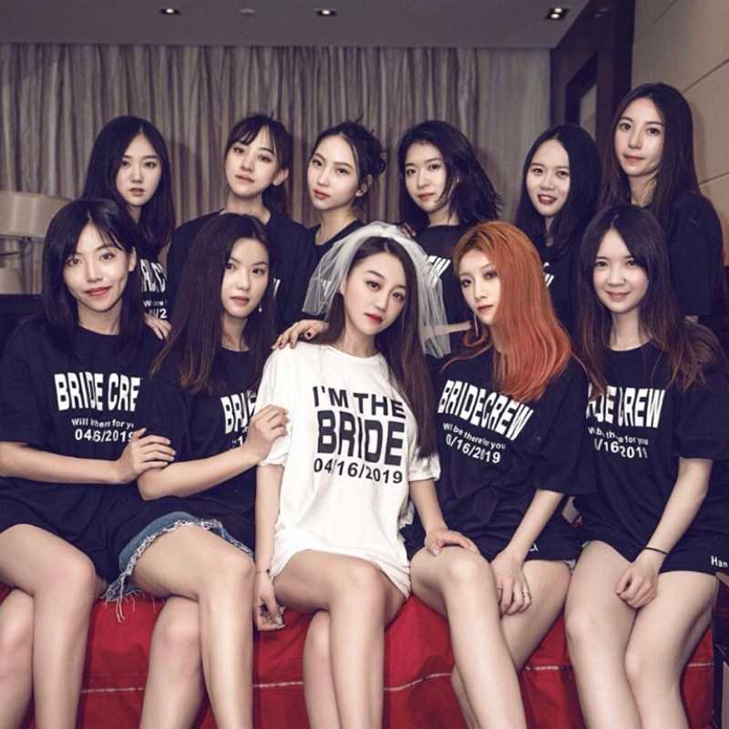 Before marriage, bridesmaids, bridesmaids, girlfriends, party, team pajamas, custom name loose T-shirt morning gown women