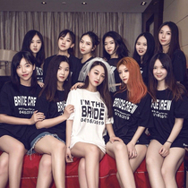 Pre-wedding Bride Bridesmaid Best friend outfit Party Party Team Pajama party Custom name Loose T-shirt Morning robe woman