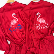 Fengtai original ins wind network red fire bird Couple bride groom bridesmaid Wedding ceremony nightgown Morning robe woman