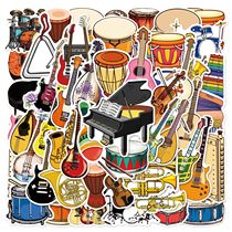 50 new music instruments drums guitars basses trumpet stickers suitcases laptops tablets water cups electric car helmets mobile phone cases handbooks stationery decorative stickers waterproof