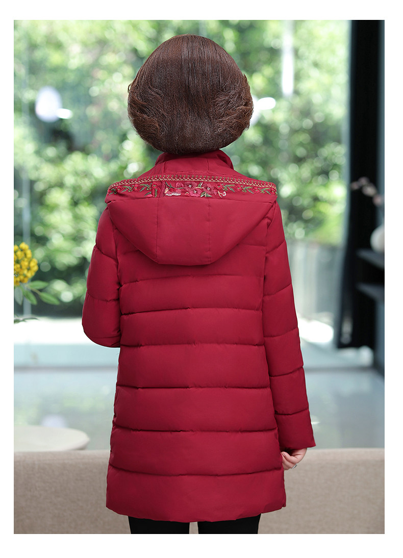 Down cotton-padded jackets for middle-aged and elderly women, mid-length cotton-padded jackets, large-sized Chinese-style thick cotton-padded jackets for autumn and winter pic 8