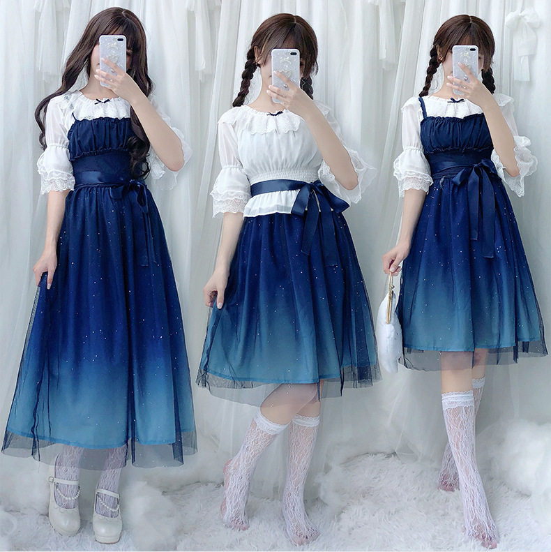 Summer Lolita Jumper Dress 2-Piece Set Gradient JSK - Product image 7
