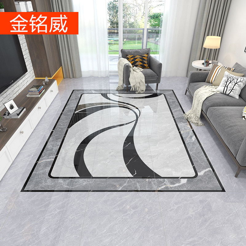 Modern minimalist living room whole body marble 750X1500 tile parquet dining room floor tiles water jet puzzle floor tiles
