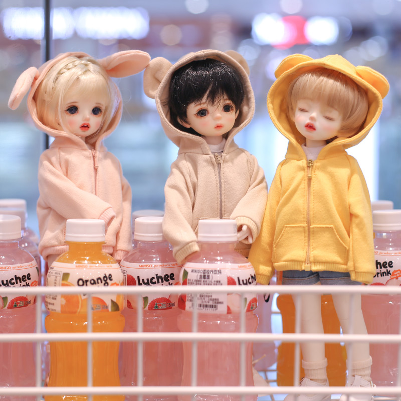 BJD 6 points baby clothes Bunny bear sweatshirt hooded sweatshirt cardigan jacket 1 6 yosd doll clothes