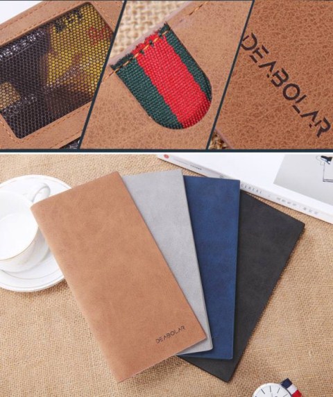 Ví nam dài phần siêu mỏng retro chà thanh niên Ví mềm nam cá tính thời trang giữ vé sinh viên Nhật Bản và Hàn Quốc - Ví / chủ thẻ ví da cá sấu 2 mặt