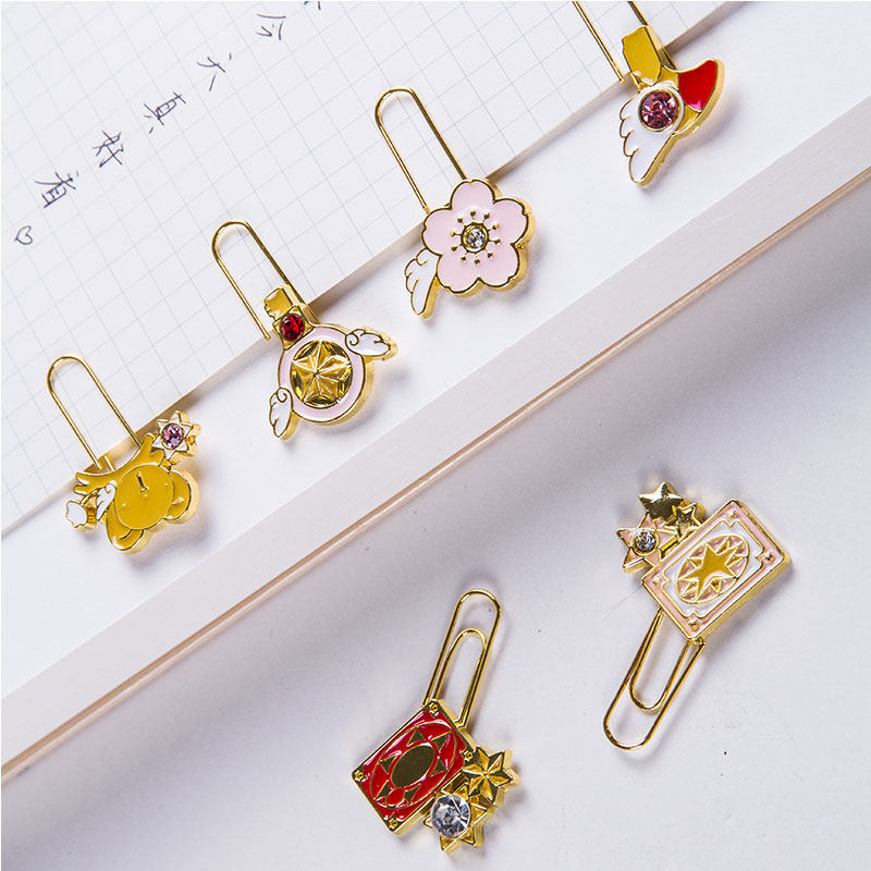 Cartoon color paper clip Shaped paper clip Bookmark Creative cute combination Fixed back-row needle Student stationery