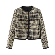 2022 spring new Zhou Dongyu with slim coat golden onion thick flowers small fragrant wind short coat women 3E1F402