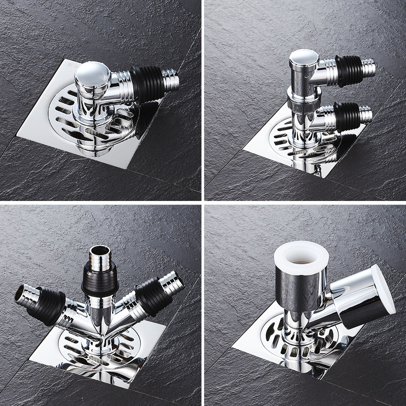 Washing machine drain pipe floor drain joint special sewer three-way connector docking machine Two-port all-in-one triple-head through 4-Taobao