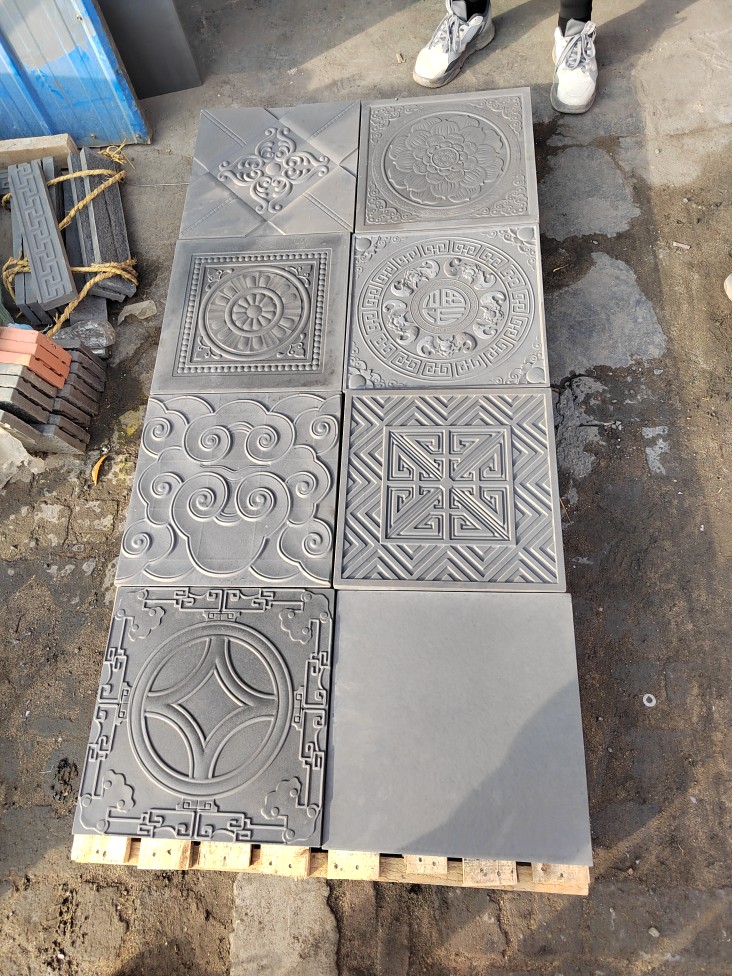 Imitation ancient floor tiles Chinese courtyard paved ground floor tiles cold pottery granules cement pebble fired Tanglian floor tiles 400 * 400-Taobao