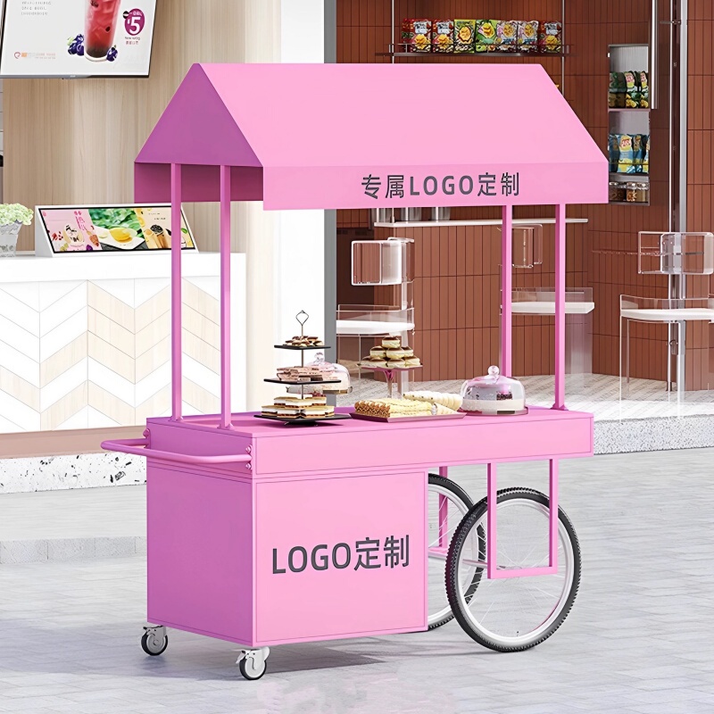 Iron Art Outdoor Mobile Stall Cart, Flower Cart, Night Market Trolley, Market Mobile Stall Cart, Display Stand, Commercial Dining Cart