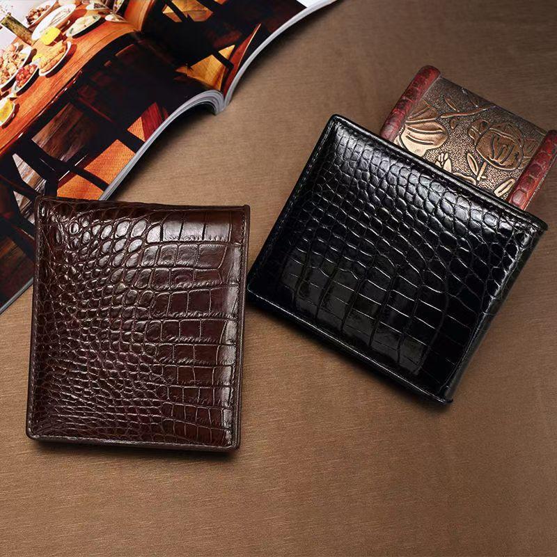 Crocodile Leather Wallet for Men, Genuine Leather, 80% off Casual Fashion Trendy Short Wallet, Brown and Black Belly Leather Crocodile Leather Wallet for Men, Genuine Leather, 80% off Casual Fashion Trendy Short Wallet, Brown and Black Belly Leather