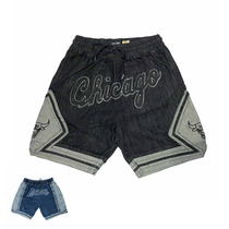 MKSZY autonomous JD Lakers high street wash embroidery Sports wind denim basketball shorts