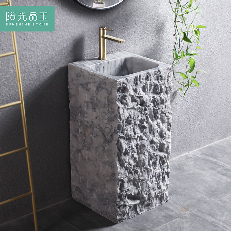 Sunshine Pint Jade Stone Wash Basin Outdoor Patio Stone column basin Home Balcony Floor-style Handwashing table