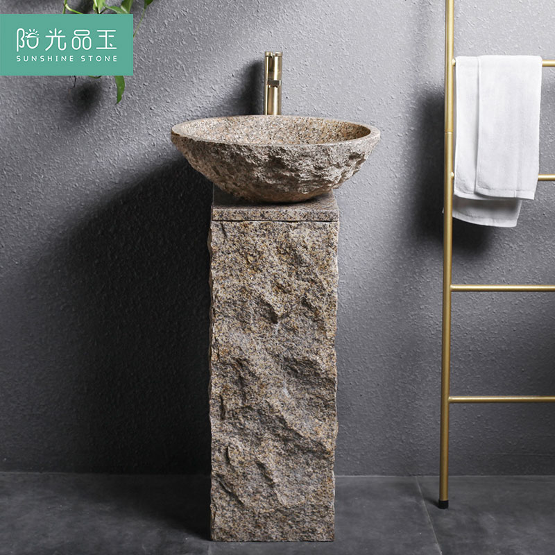 Sunshine Pint Jade Stone Upright Post Basin Outdoor Patio Floor Type Hand Wash Terrace Sink Home Light Extravagant Terrace Basin 