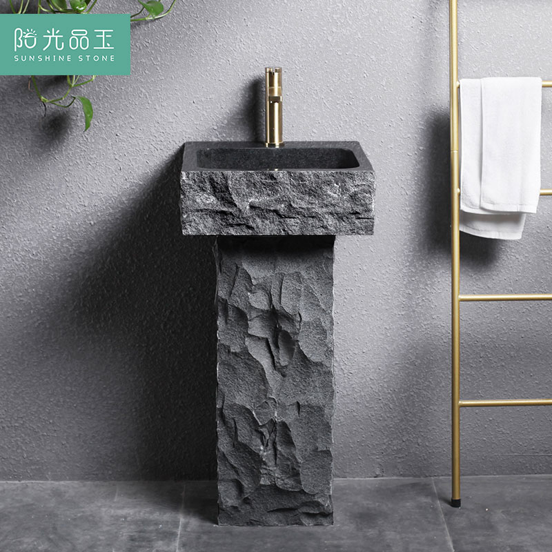 Sunshine Pint Jade Stone Upright Post Basin Outdoor Patio Floor Style Handwashing desk Home Balcony Wash Basin Sink