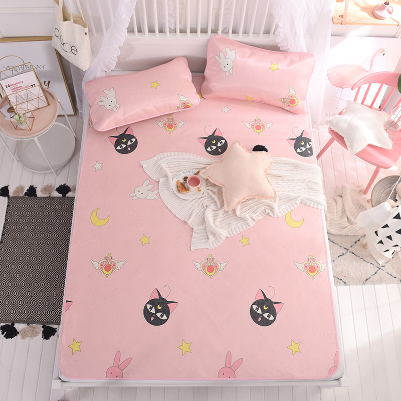 Phim hoạt hình Thủy thủ Mặt trăng Mat Ba mảnh Nước Băng Mặt trăng Băng lụa Ghế có thể gập lại Đơn đôi 1,5 mét Giường 1,8m - Thảm mùa hè nệm nước cao cấp