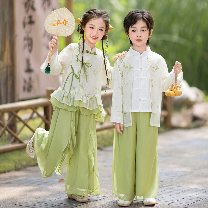 Children's New Chinese-Style Hanfu Performance Costumes, Elementary School Students' Traditional Performance Outfits, Kindergarten Ancient Costumes, Stage Poetry Recitation Costumes Children's New Chinese-Style Hanfu Performance Costumes, Elementary School Students' Traditional Performance Outfits, Kindergarten Ancient Costumes, Stage Poetry Recitation Costumes