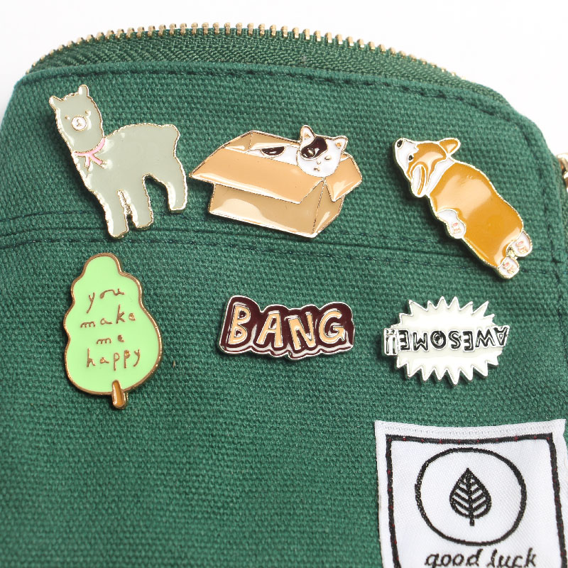 Cute Animal Brooch Chest Stitch Corky Kitty Kitty Metal Sails Cloth Bag Decoration