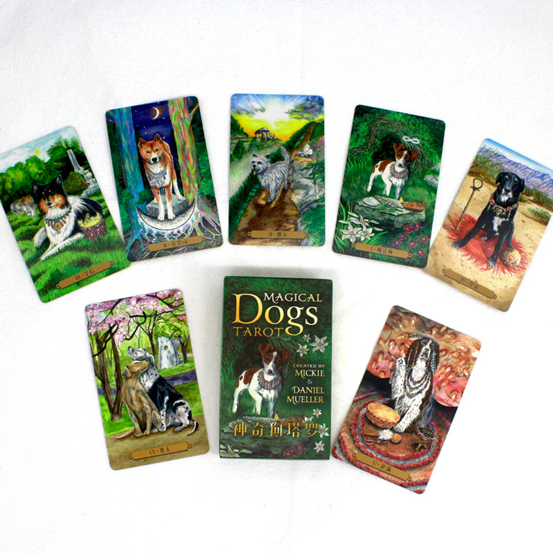 Magical dogs tarot genuine full set of magical dogs tarot gift card bag tablecloth