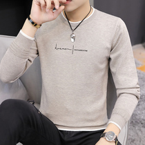 2021 Winter new mens sweater round neck sweater Korean trend handsome personality base shirt fashion brand clothes