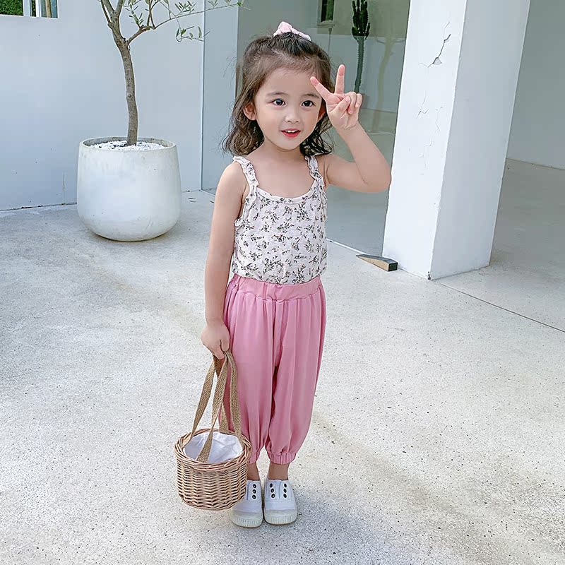 2020 Gas Summer Outfit cô gái mới GGYM trẻ em dăm Flower Vest bé Summer Sling.