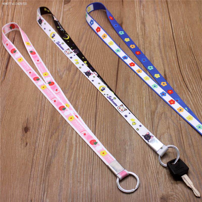 Primary and secondary school students hanging neck key button male and female key chain children anti-lose sleeve neck printed webbing webbing