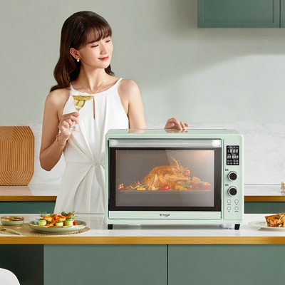 长帝猫小易电烤箱家用小型烘焙多功能全自动搪瓷大容量烤精准控温