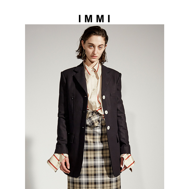 (Designer brand IMMI)Cotton lapel loose double-breasted blazer 181JK008X