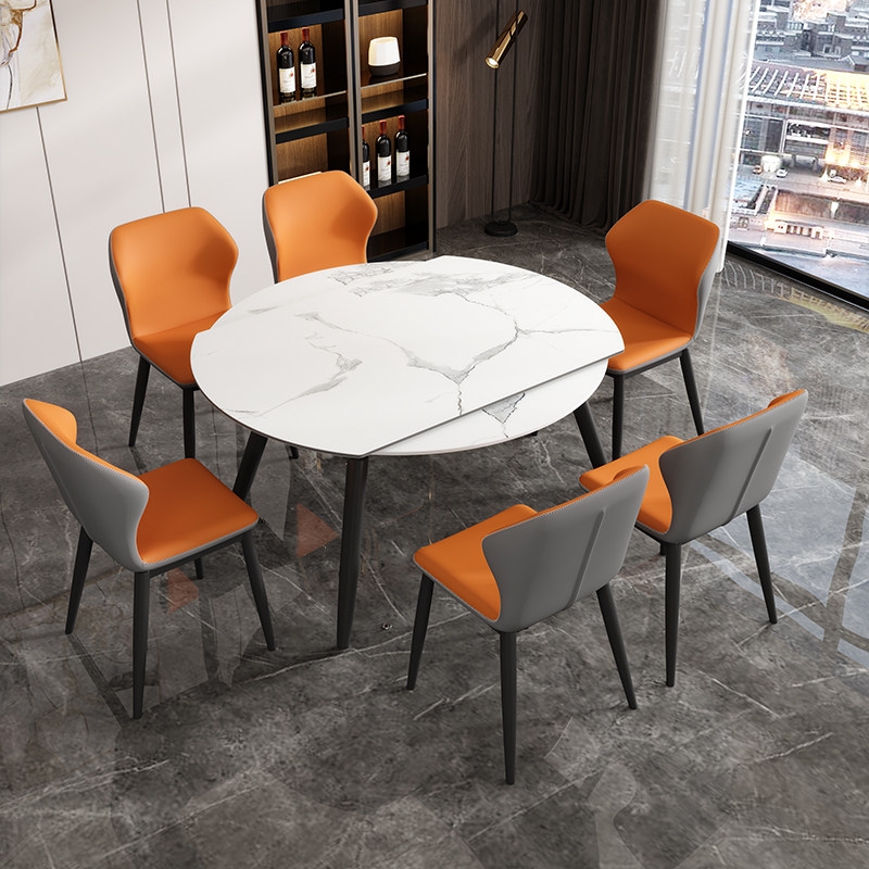 Induction cookboard rock plate table variable round table modern simple minimalist dining table small family dining table and chairs combination