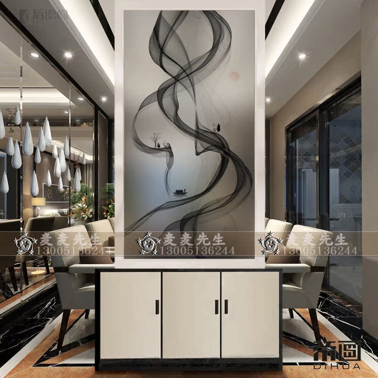 Art Glazed Makeup Room Screen Partition Modern Living Room Genguan Double-sided Frosted Light Transmission Background Wall Brief Abstraction