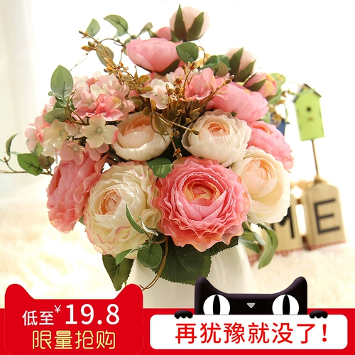 Симуляция lu lotus modern simple coremer fake flowk шелковое цветочное цветочное цветочное домашнее гостиная свинг свадебный свадебный цветочный букет крытый цветочный искусство