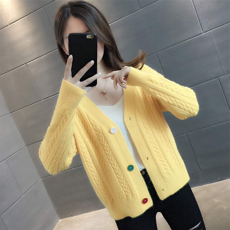 Spring and Autumn Milk Yellow Knitted Cardigan for Women 2026 New Style Fashionable Thin Sweater Jacket Top Spring and Autumn Milk Yellow Knitted Cardigan for Women 2026 New Style Fashionable Thin Sweater Jacket Top