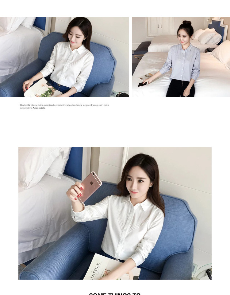 Áo giữ hoa Teddy 2018 xuân mới Hàn Quốc áo dài tay cotton trắng dài tay nữ nhỏ sơ mi đáy mới áo sơ mi nữ form rộng