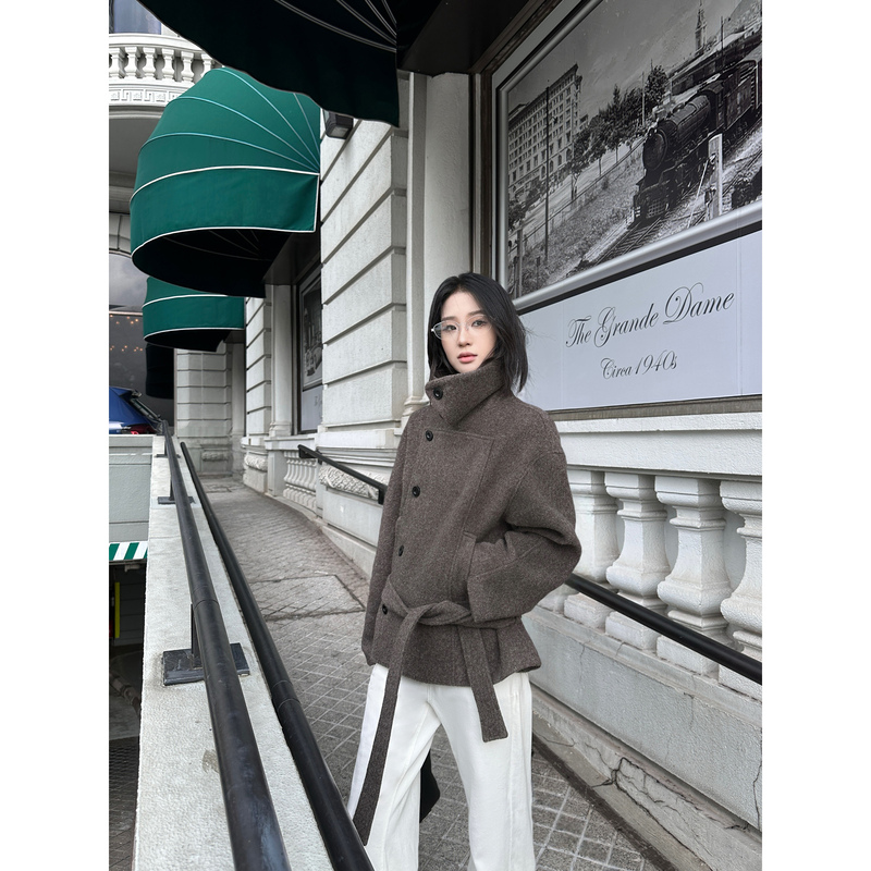 5Werkwen Lemair* Kim Min-Hee Coat, Mocha Brown Custom-Dyed New Color, 100% Wool Single-Faced Fabric