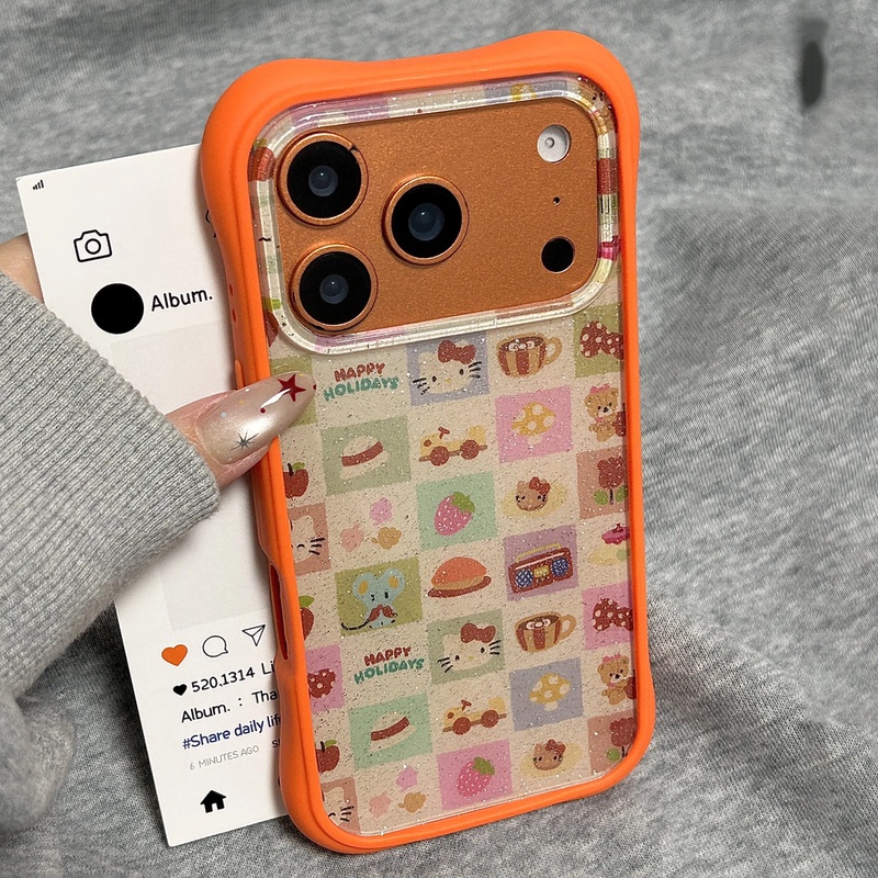 Cute Glitter Cartoon Plaid Kitten Suitable for Iphone17Promax Fine Glitter Phone Case Korean Style Apple 16Pm Anti-Fall Two-In-One Frame 15/14Pro Girly Heart 13 Protective Case for Women Cute Glitter Cartoon Plaid Kitten Suitable for Iphone17Promax Fine Glitter Phone Case Korean Style Apple 16Pm Anti-Fall Two-In-One Frame 15/14Pro Girly Heart 13 Protective Case for Women