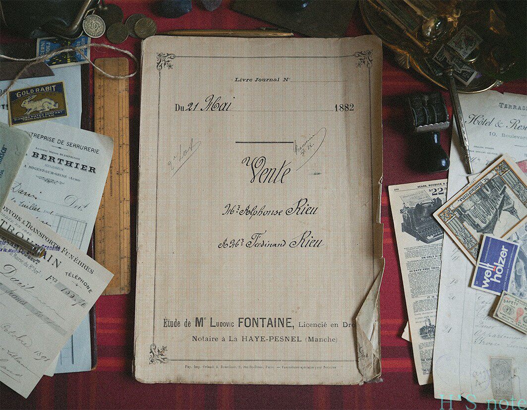 Foreign antique manuscript French 1882 notarial transfer contract vintage retro handbook collection